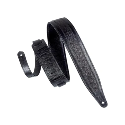 Image of Levy&#039;s Leathers 2.5&quot; Garment Leather Guitar Strap Florentine Emboss Design; Black (M317FG BLK)