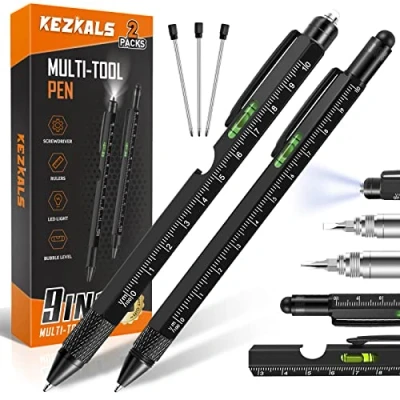 Image of KEZKALS Gifts for Men, 2pack 9 in 1 Multi Tool Pen Set, Birthday Men Who Have Everything, Gadgets Dad, Christmas Him Stocking Fillers Father&#039;s Day