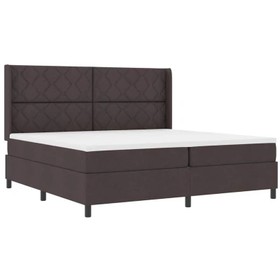 Image of vidaXL Box Spring Bed with Mattress &amp; LED Dark Brown 200x200 cm Fabric