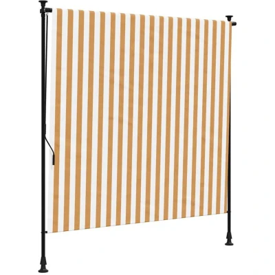 Image of vidaXL Outdoor Roller Blind Orange and White 150x270 cm Fabric&amp;Steel