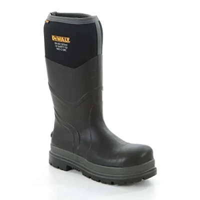 Image of DEWALT Hobart Men&#039;s Steel Safety Toe, Midsole, Waterproof, Heat Resistant, Neoprene Wellington Work Boot, Black, UK7 (EU41)