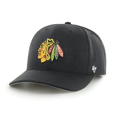 Image of 47 NHL Chicago Blackhawks Cold Zone MVP DP Unisex Baseball Cap, Snapback, Indian Badge Logo, Colour Black