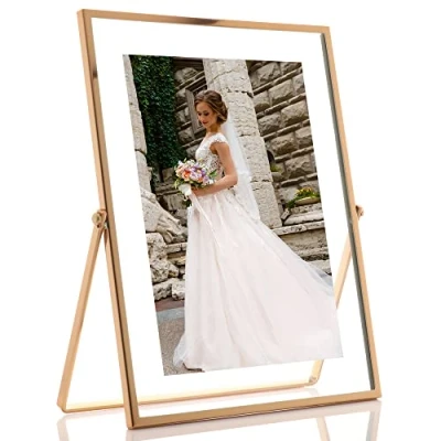 Image of Lawrence Frames Metal Easel Float Picture Frame, 5x7, Gold