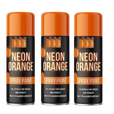 Image of Karrma Ltd. 3pk Fluorescent Neon Spray Can Paint 200ML Graffiti No CFC&#039;s (Orange)