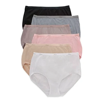 Image of Hanes Women&#039;s High Waisted Brief Panties, 6 Pack, Moisture Wicking Cotton Underwear (Colors May Vary), Body Tones, 8 Assorted