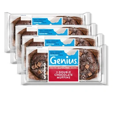 Image of Genius Guten Free Chocolate Muffins, 2 Pack x4 (4 Packs of 2)