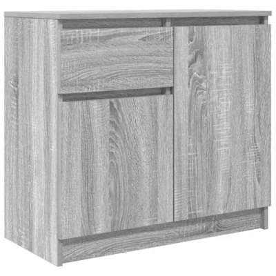 Image of vidaXL grey sonoma engineered wood sideboard with drawer and doors 71x35x65 cm versatile cabinet for home office living room