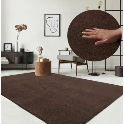 Image of the carpet Relax Modern Fluffy Short Pile Rug, Non Slip Underside, Washable up to 30 Degrees, Super Soft, Fur Look, Brown, 200 x 280 cm