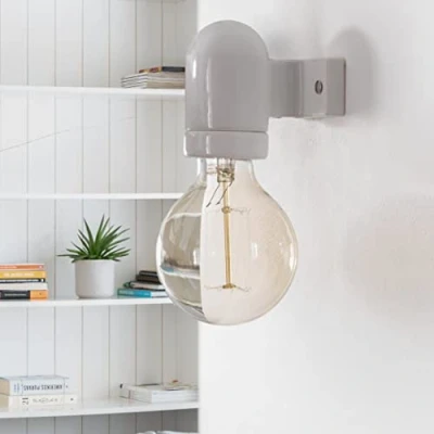 Image of Porcelain Wall Light E27, White Glaze