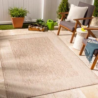 Image of Livabliss CreteIndoor Outdoor Rug Large Boho for Living Room 160x213cm, Dining, Kitchen Vintage Patterned Neutral &amp; Coloured Rugs, Waterproof, Stain Durable, Beige