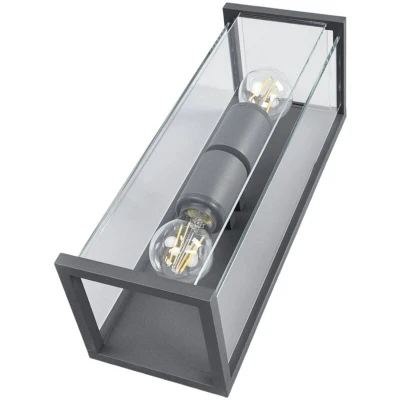 Image of Lucande Outdoor Wall Light &#039;Annalea&#039; (Modern) in Black Made of Aluminium (2 Sources, E27) from lamp for Exterior/Interior Walls, House, Terrace und Balcony