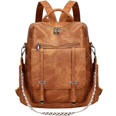 Image of Leathario Women&#039;s Backpack Purse Flap Small Travel for Women Lightweight Casual Daypack Vintage Rucksack Shopping Ladies