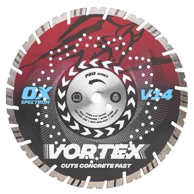 Image of OX Pro V14 Diamond Blade for Concrete 350mm/22.23mm, Turbo V Tooth Fast Cutting and Long Life, Cuts Kerbs &amp; Slabs, Paviors, Roof Tiles, Bricks, General Building Materials