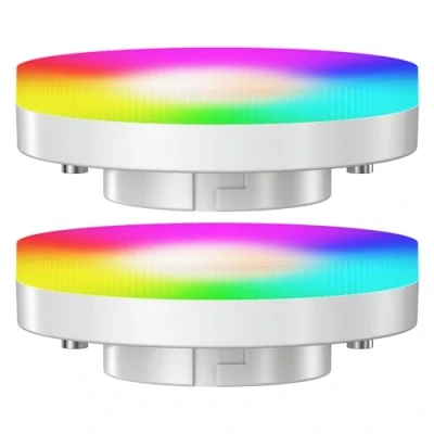 Image of ledscom.de 2 Pieces GX53 LED RGB Bulbs, Warm White Cool (2900 6100 K), 6.6 W, 670lm, 107, Smart Home, WLAN, Alexa, matt