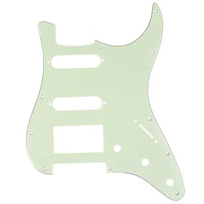 Image of Musiclily Pro 11 Hole Modern Style Strat HSS Pickguard for American Stratocaster Guitar, 3Ply Mint Green