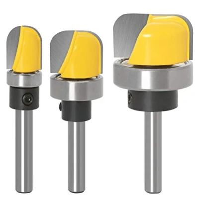 Image of CENPEK 3pcs 1/4 Inch Shank Round Nose Router Bit Set Bowl and Tray Template Bottom Woodwork Drill Tool 3/4inch 5/16inch 1 1/8inch