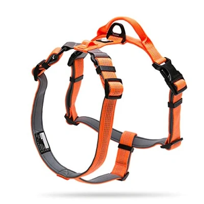 Image of Dog Harness Adjustable Reflective Durable Padded Pet Vest With Handle Car Trip Outdoor TLH6171(Orange,L)