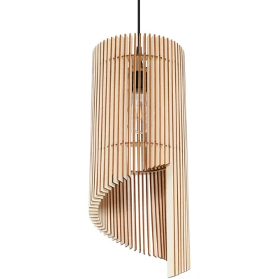 Image of Alexia Wire Frame Pendant Light Natural Wood E27