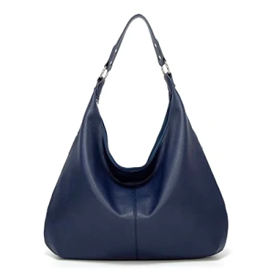 Image of Ashioup Hobo Bags for Women Soft PU Leather Shoulder Bag Vintage Slouchy Handbag with Zipper, Purplish Blue, One Size