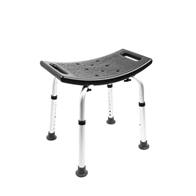 Image of PEPE Shower Stools to Sit On in Shower, Rectangular Stool, Bath Seats for Adults Elderly, Disabled Bathroom Chairs and Stools, Non Slip Seat Adjustable, Black Seat, Free Assembly