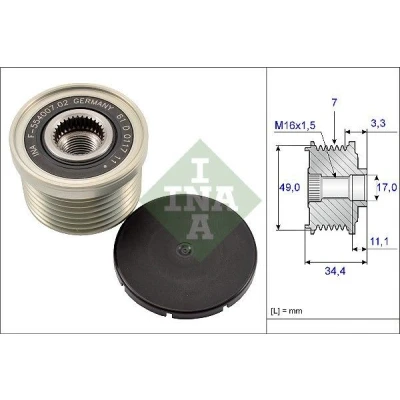Image of 12317542351, 12317542699, 12317550469, 12317558219, 12317558220 Freewheel Clutch INA 535 0164 10 34,4mm Requires special tools for mounting