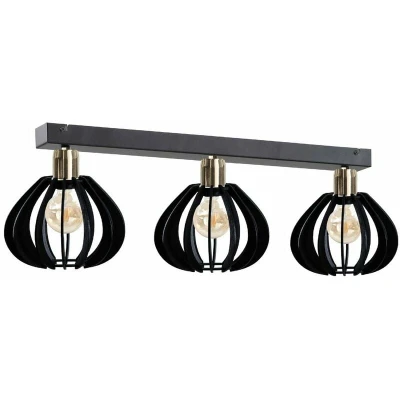 Image of Gemma Ceiling Spotlight Bar Black, Gold, 60cm, 3x E27