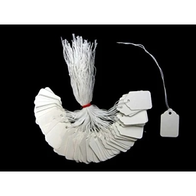 Image of Ivy White Strung Tags 53mm x 36mm Jewellery Price Tie On Labels (500 Pack)