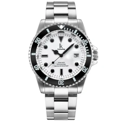 Image of Alienwork Watch Men Women Silver Stainless Steel Metal Strap Calendar Date White Luminous Dial Classic Elegant