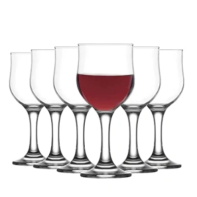 Image of LAV 12x Clear 240ml Nevakar White Wine Glasses Small Glass Red Rose Long Stem Cocktail Party Drinking Goblet Gift Set