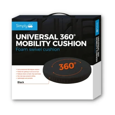 Image of Simply SSC001 Universal 360 Degree Rotating Car Chair Foam Swivel Seat Cushion, Black