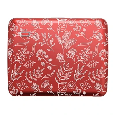 Image of ÖGON DESIGNS Aluminium Wallet Smart Case V2 Large Size ID Card Driving License Hidden Coin Compartment RFID Protection Capacity 10 Cards, Floral Engraving, One Size, Minimalist