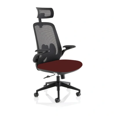 Image of Sigma Executive Fabric Seat Ginseng Chilli Mesh Chair Folding Arms