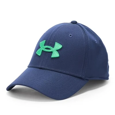 Image of Under Armour Men&#039;s Blitzing Cap Stretch Fit, (412) Midnight Navy / Team Kelly Green, XL XXL