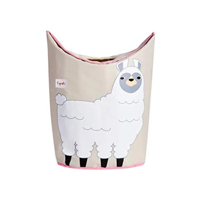 Image of 3 Sprouts Baby Laundry Basket with Handles/Lid Sturdy Washing for Nursery, Kids Toy Storage Organizer, Large Hamper, Llama