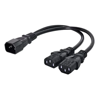 Image of CY Single C14 to Dual C13 5 13R Short Power Y Type Splitter Adapter Cable Cord