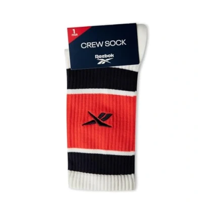 Image of Reebok UNISEX Classics Basketball CREW SOCKS, white/vector navy/dynamic red, L