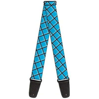 Image of Buckle Down GS W32313 &quot;Wire Grid Baby Blue Black/White&quot; Guitar Strap