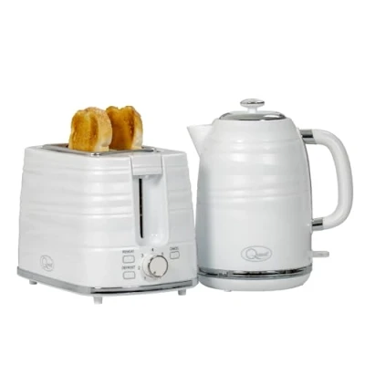 Image of Quest 36089 Harmony Kettle &amp; Toaster Set / 1.7L Rapid Boil 2 Slice Toaster/Spout Filter 7 Setting Toaster/Sleek Modern Kitchen Essentials (White)