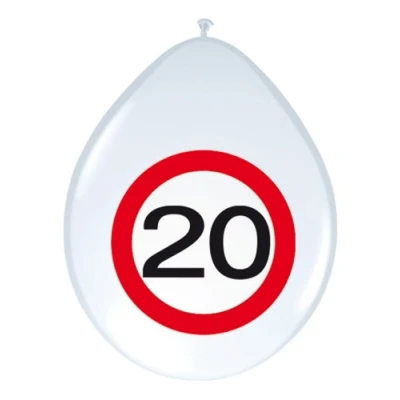 Image of Folat Traffic Sign Birthday Balloons 20 years 12In / 30cm 8 pieces