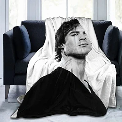 Image of Ian Actor Somerhalder Fleece Blanket Damon Salvatore Throw Lightweight Super Soft Cozy Luxury Bed Microfiber
