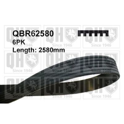 Image of 6PK2577, 6PK2578, 6PK2579, 6PK2580, 6PK2581 V ribbed belt QUINTON HAZELL QBR62580 2580mm 6 VOLKSWAGEN: Crafter 30 50 Van