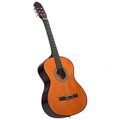 Image of vidaXL Classical Guitar Full Size 4/4 39&quot;, Dark Wood Nylon Strung Solid Basswood Body and Hard Plastic Fingerboard