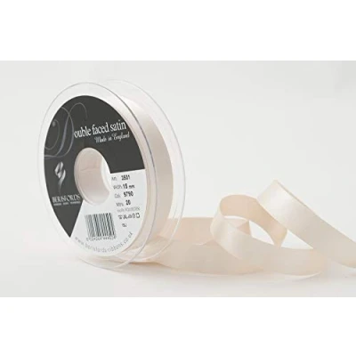 Image of Berisfords Double FACE Poly Satin Ribbon, Pearl, 15 mm