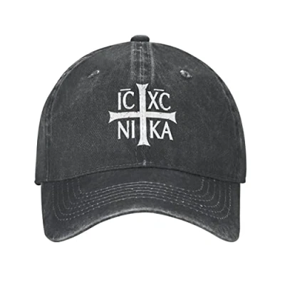 Image of 452 Casual Hat Cross Christogram Orthodox Eastern Christianity Trucker Caps Unisex Sun Visor Personalised Dad for Sports Gifts Tennis