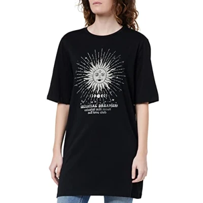 Image of Noisy may Women&#039;s Nmzodiac 2/4 Sleeve Top FWD S Nightgown, Black/Print: Sun,