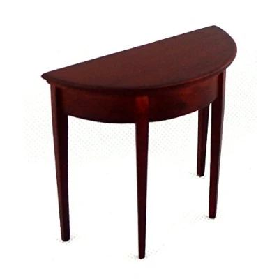 Image of Melody Jane Dolls House Mahogany Half Moon Demi Table Miniature 1/12 Scale Hall Furniture