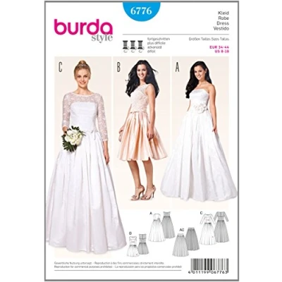 Image of Burda Pattern Wedding Evening Dress, Paper, Multicolored, 34 44