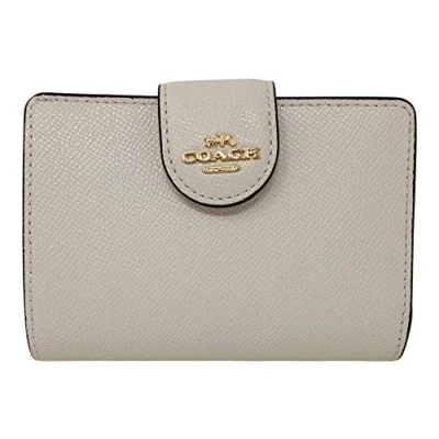 Image of Coach Womens Crossgrain Medium Corner Zip Wallet Natural Leather One Size