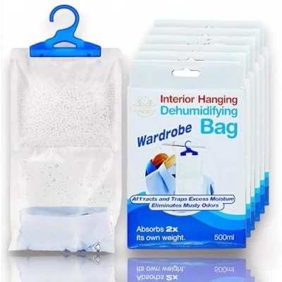 Image of Faboer® Wardrobe Dehumidifier Hanging Bags With Leak Proof Storage Bag &amp; Hook Ideal To Stop Mould, Mildew Condensation For Damp Absorber (6)
