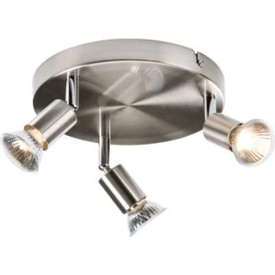 Image of KnightsBridge Ceiling Light GU10 50 Watt 3 Spotlight Bar Brushed Chrome LED Compatible